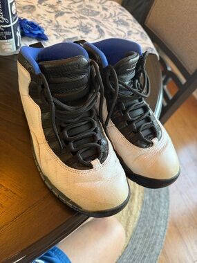 Jordan 10 Men's High-Top Sneakers in White, Black & Blue